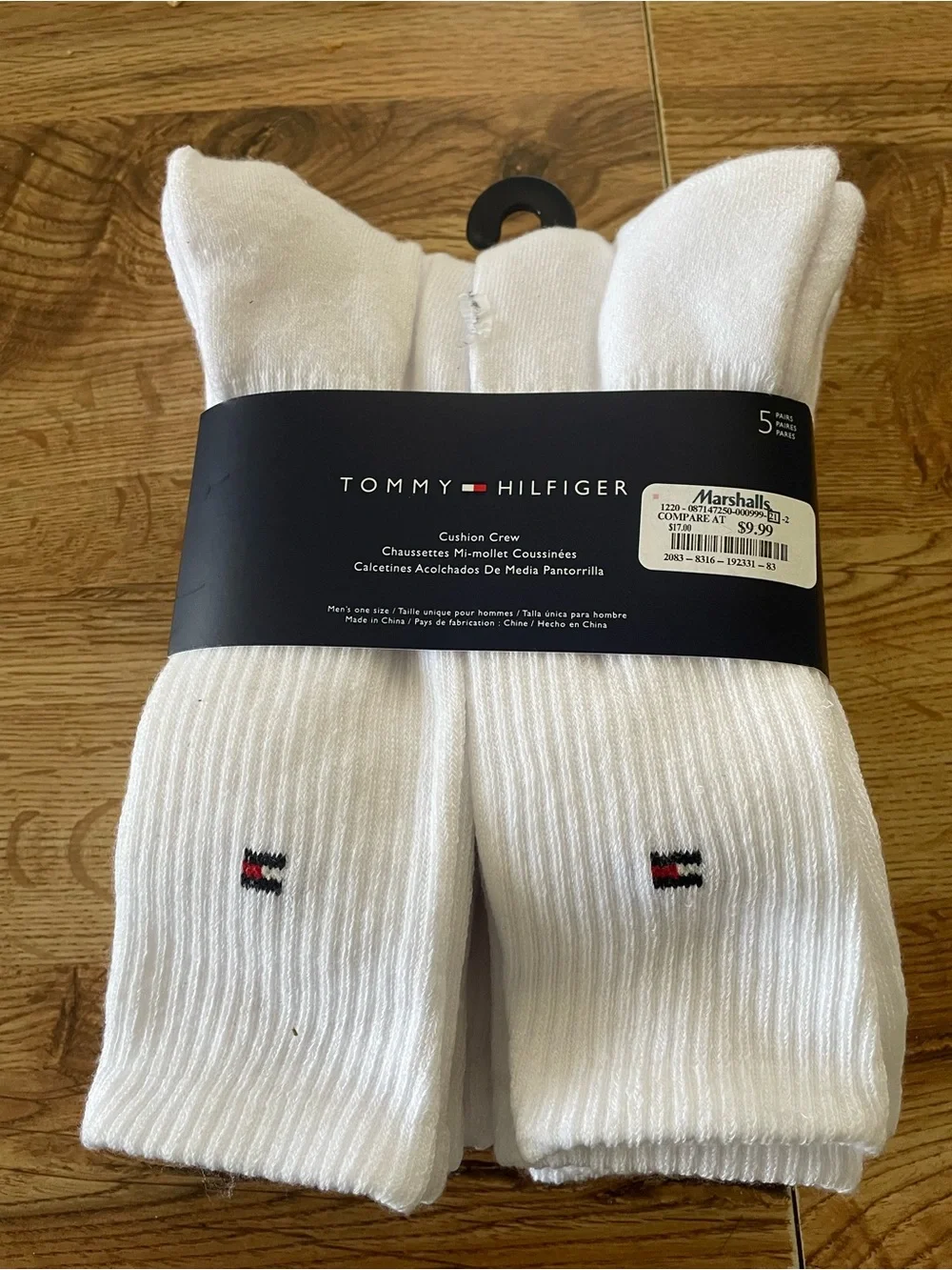 Tommy Hilfiger White Crew Cushion Socks with Signature Flag - 5 Pack